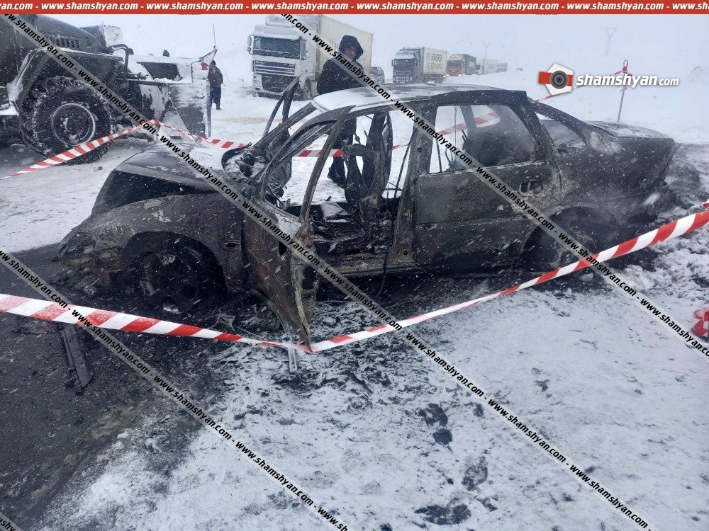 Ողբերգական ավտովթար-հրդեհ Շիրակի մարզում. ճակատ-ճակատի բախվել են DAF-ն ու Opel-ը. Opel-ում հայտնաբերվել է մոխրացած դի
